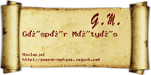 Gáspár Mátyás névjegykártya