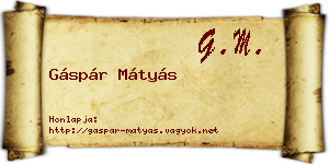 Gáspár Mátyás névjegykártya